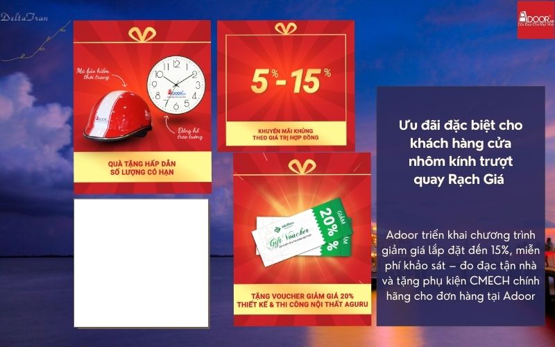 Chương trình tri ân và giải pháp tối ưu chi phí lắp đặt cửa nhôm kính trượt quay Rạch Giá từ Adoor