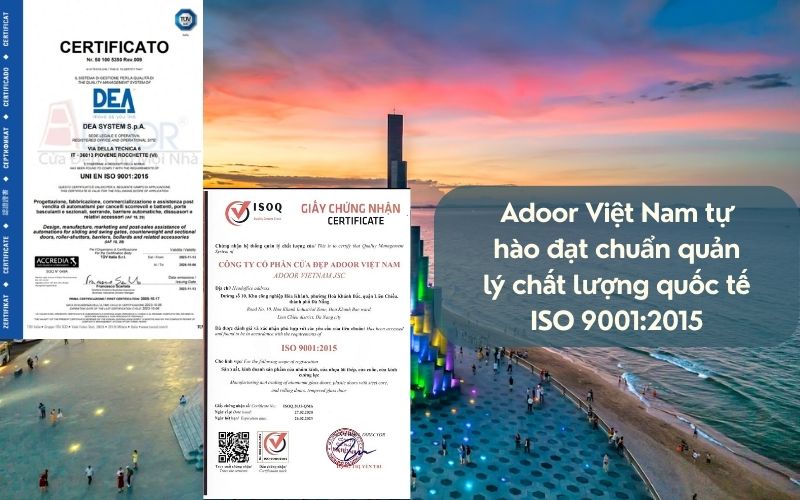 Bộ chứng nhận kiểm định quốc tế bảo chứng cho cửa nhôm kính Slim Tuy Hòa Adoor