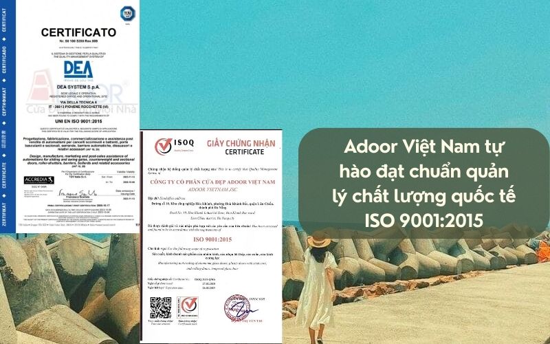 Với chuẩn mực ISO quốc tế, Adoor bảo chứng cho độ bền bỉ vượt thời gian của Cửa Nhôm Kính Trượt Quay Phan Thiết trước hơi muối đặc trưng.