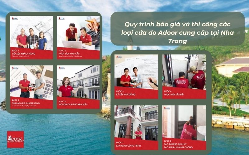 Quy trình từ tư vấn đến báo giá trọn gói của Adoor giúp khách hàng sở hữu cửa nhôm kính Slim Nha Trang đúng tiến độ và chi phí tối ưu.