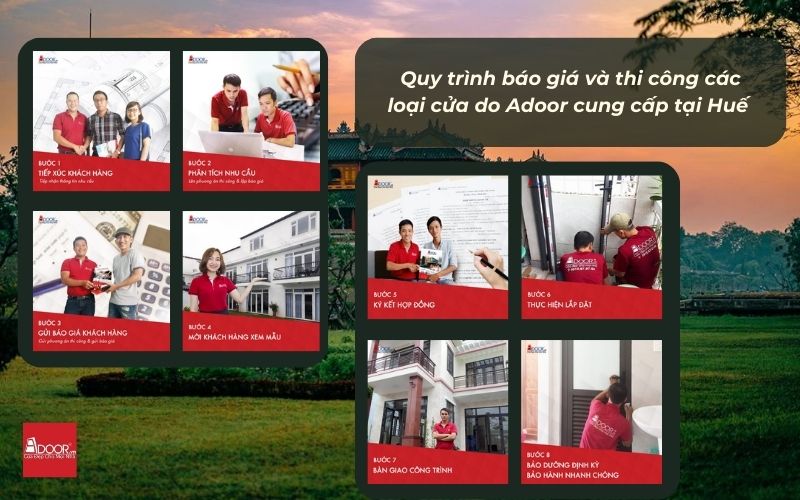 Quy trình sản xuất và lắp đặt cửa nhôm kính trượt quay Huế theo chuẩn Adoor