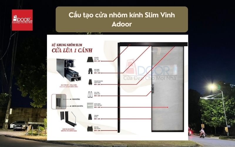 Cấu tạo cửa nhôm kính Slim Vinh Adoor Cấu tạo cửa nhôm kính Slim Vinh Adoor