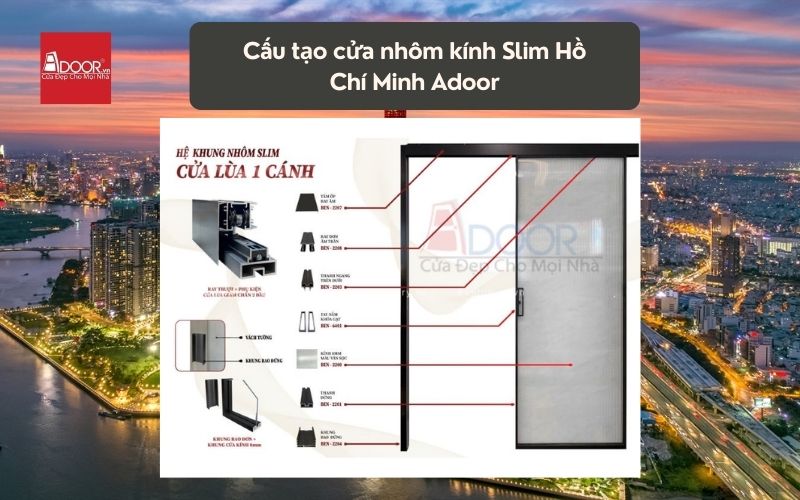 Cấu tạo cửa nhôm kính Slim HCM (Sài Gòn) Adoor 02