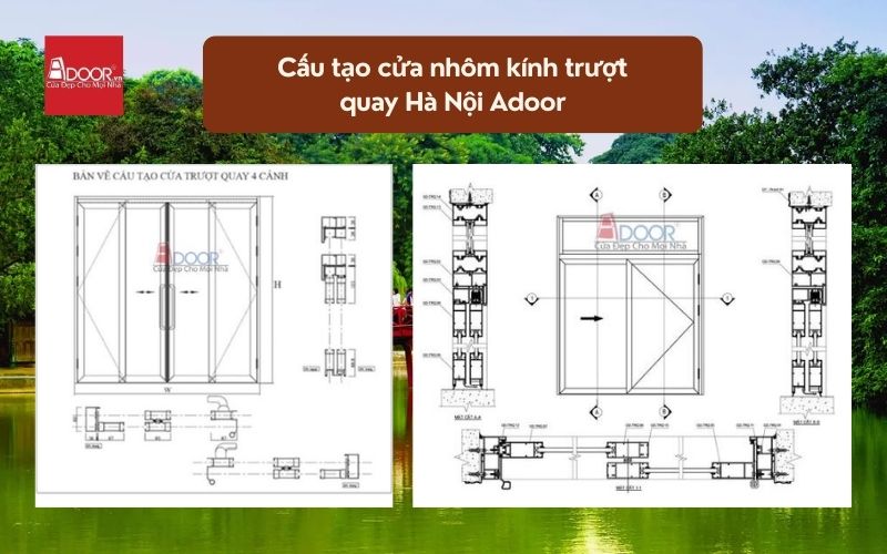 Cấu tạo cửa nhôm kính trượt quay Hà Nội Adoor 02