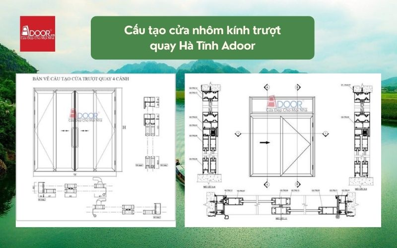 Cấu tạo cửa nhôm kính trượt quay Hà Tĩnh Adoor 02