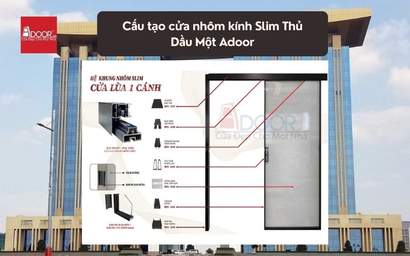 Cấu tạo cửa nhôm kính Slim Thủ Dầu Một Adoor 02