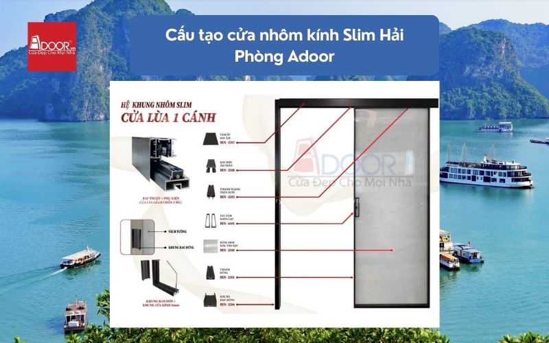 Cấu tạo cửa nhôm kính Slim Hải Phòng Adoor 02