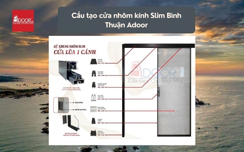 Cấu tạo cửa nhôm kính Slim Bình Thuận Adoor 02