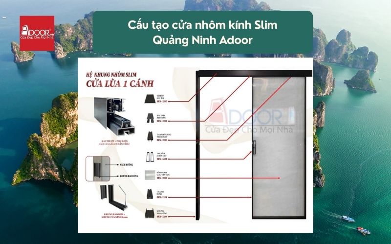 Cấu tạo cửa nhôm kính Slim Quảng Ninh Adoor 02
