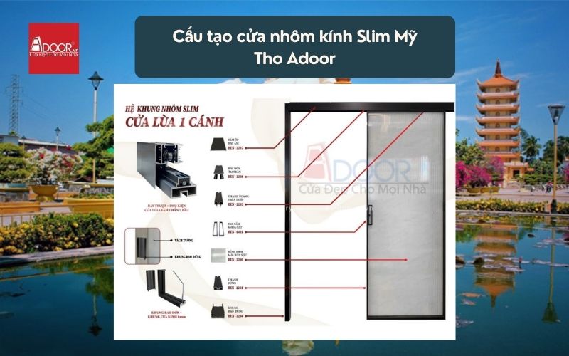 Cấu tạo cửa nhôm kính Slim Mỹ Tho Adoor 02