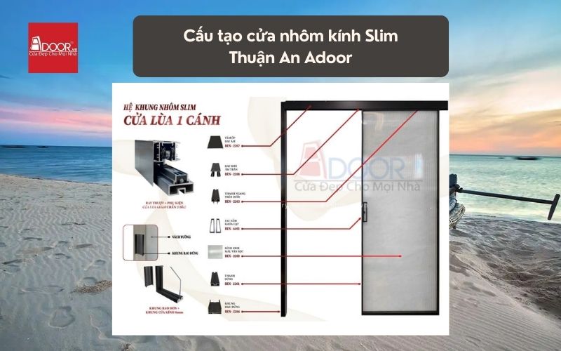 Cấu tạo cửa nhôm kính Slim Thuận An Adoor 02