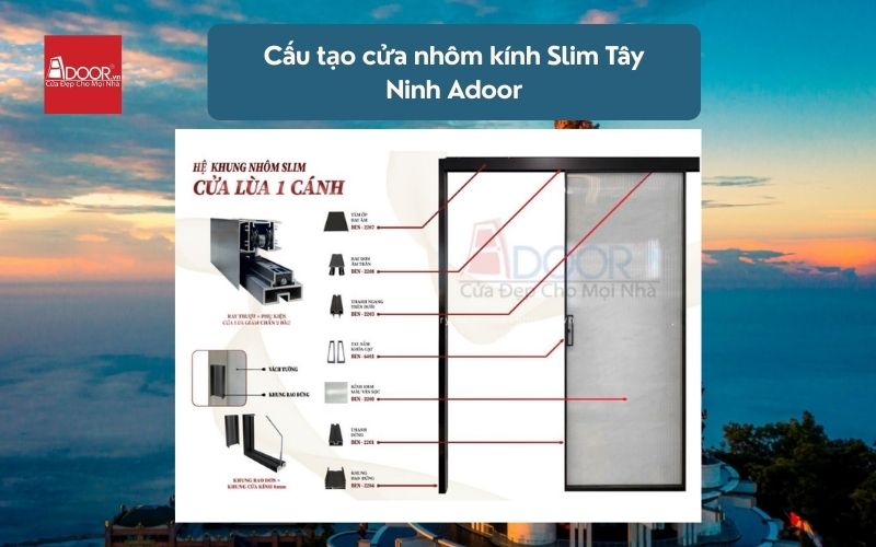 Cấu tạo cửa nhôm kính Slim Tây Ninh Adoor 02