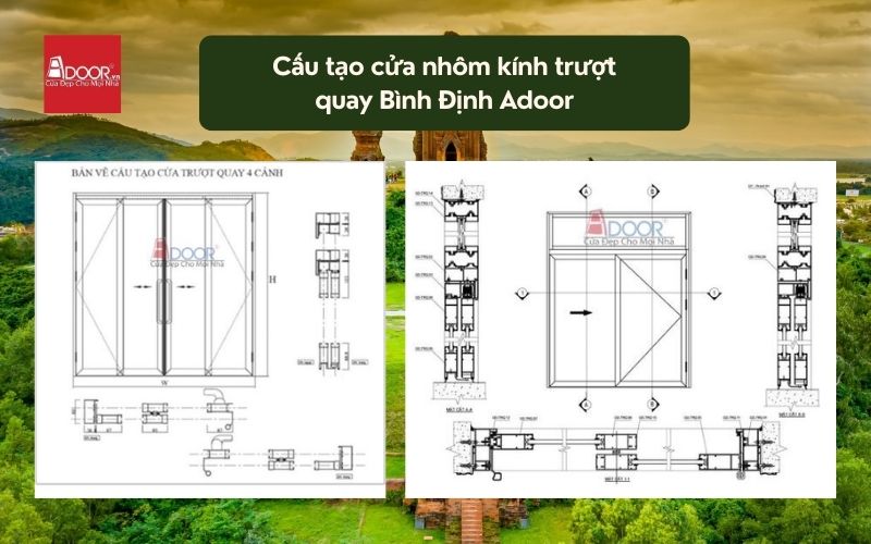 Cấu tạo cửa nhôm kính trượt quay Bình Định Adoor 02