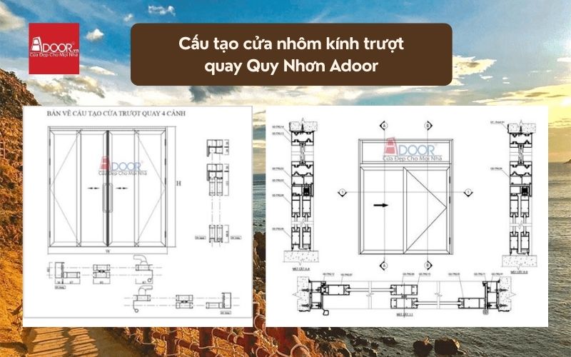 Cấu tạo cửa nhôm kính trượt quay Quy Nhơn Adoor 02