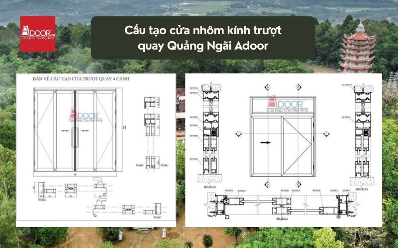Cấu tạo cửa nhôm kính trượt quay Quảng Ngãi Adoor 02