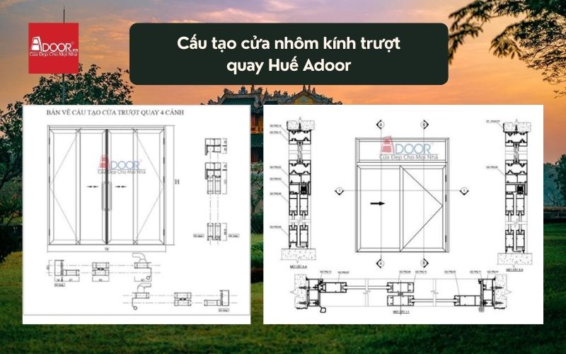 Cấu tạo cửa nhôm kính trượt quay Huế Adoor 02