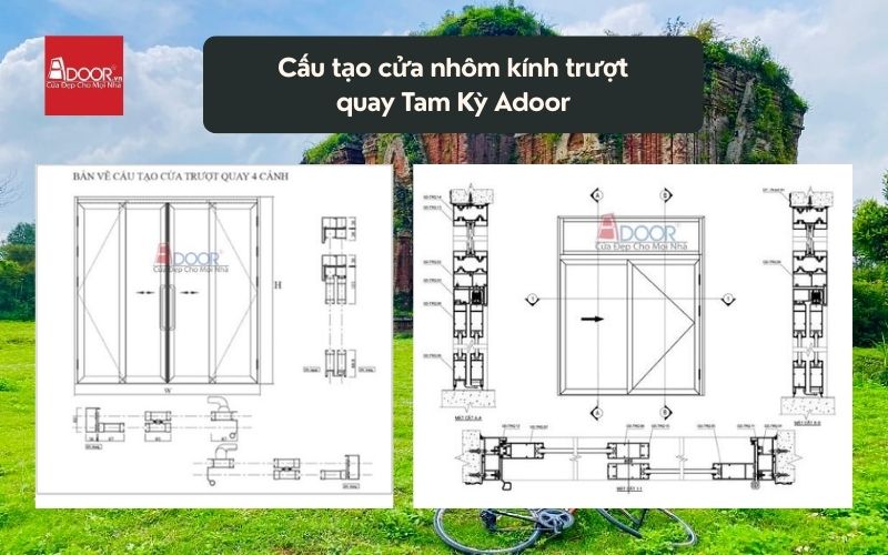Cấu tạo cửa nhôm kính trượt quay Tam Kỳ Adoor 02