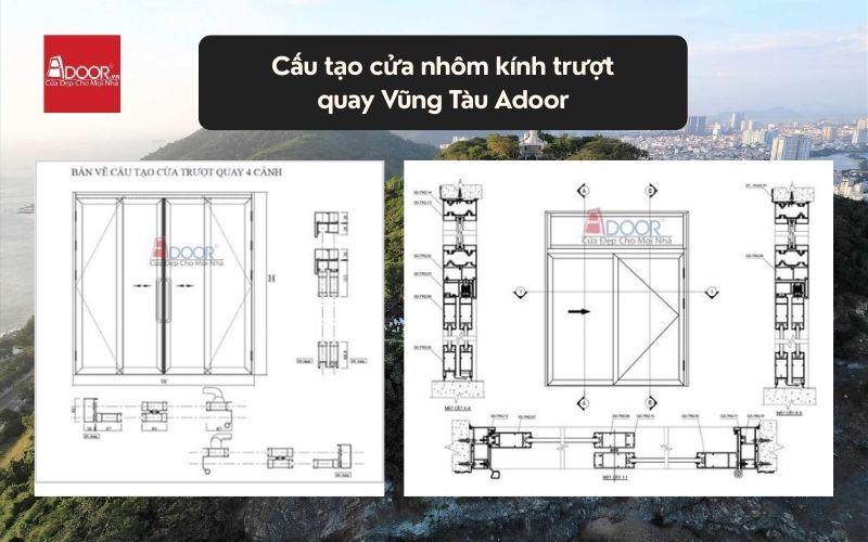 Cấu tạo cửa nhôm kính trượt quay Vũng Tàu Adoor 02