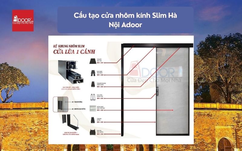Cấu tạo cửa nhôm kính Slim Hà Nội Adoor