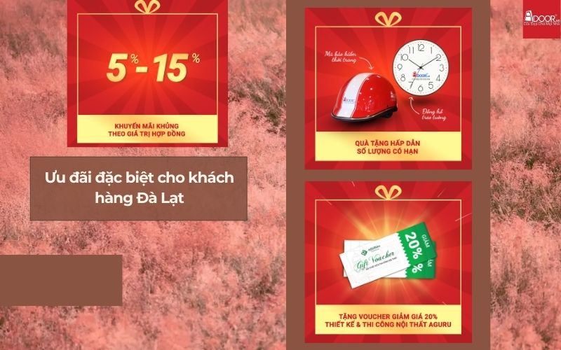 Chào thu Đà Lạt, Adoor dành tặng gói ưu đãi miễn phí bộ phụ kiện đồng bộ khi khách hàng thi công cửa nhôm kính Xingfa Đà Lạt (nhập khẩu).