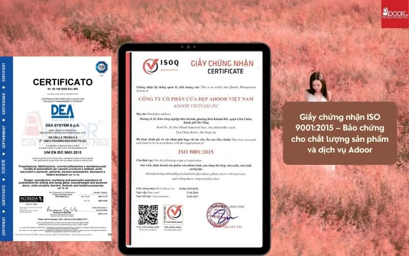 Được chứng nhận chuẩn ISO 9001:2015, Adoor cam kết cửa nhôm kính Xingfa Đà Lạt (nhập khẩu) có độ kín khít tuyệt đối, giúp giữ ấm căn phòng tối ưu.