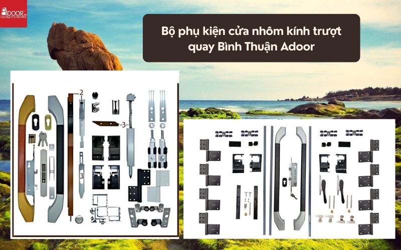 Bộ phụ kiện cửa nhôm kính trượt quay Bình Thuận Adoor 01