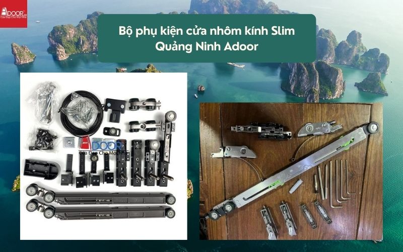 Bộ phụ kiện cửa nhôm kính Slim Quảng Ninh Adoor 02