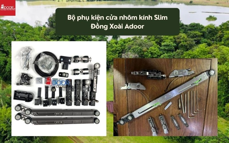 Bộ phụ kiện cửa nhôm kính Slim Đồng Xoài Adoor 02