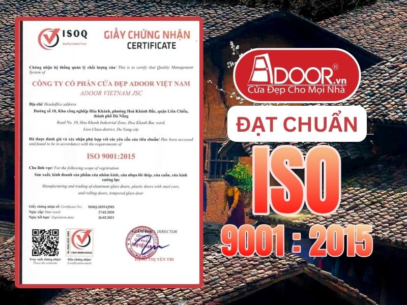 Chứng nhận ISO minh chứng Adoor uy tín phục vụ Bắc Giang