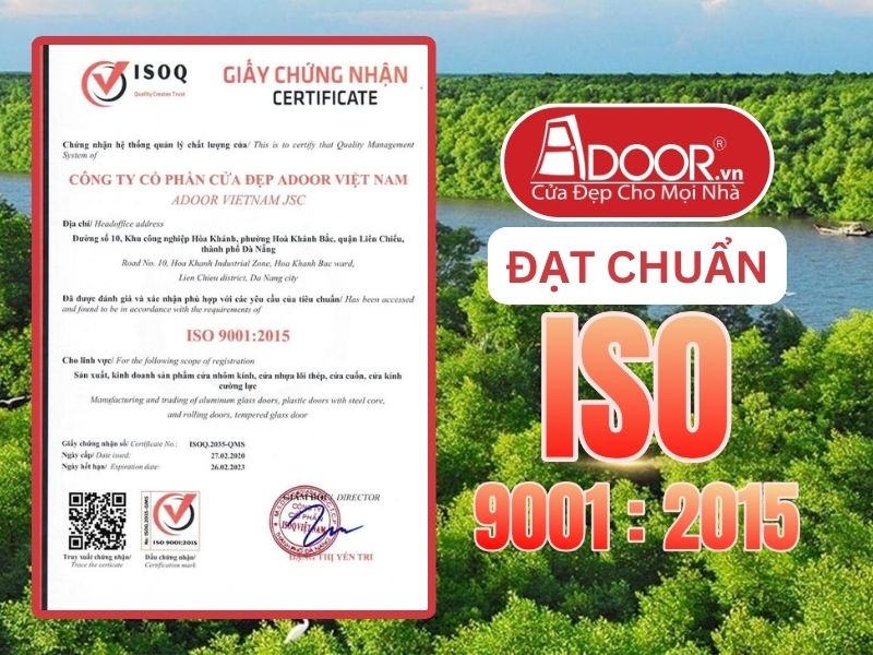 Chứng nhận ISO minh chứng Adoor uy tín phục vụ Cà Mau