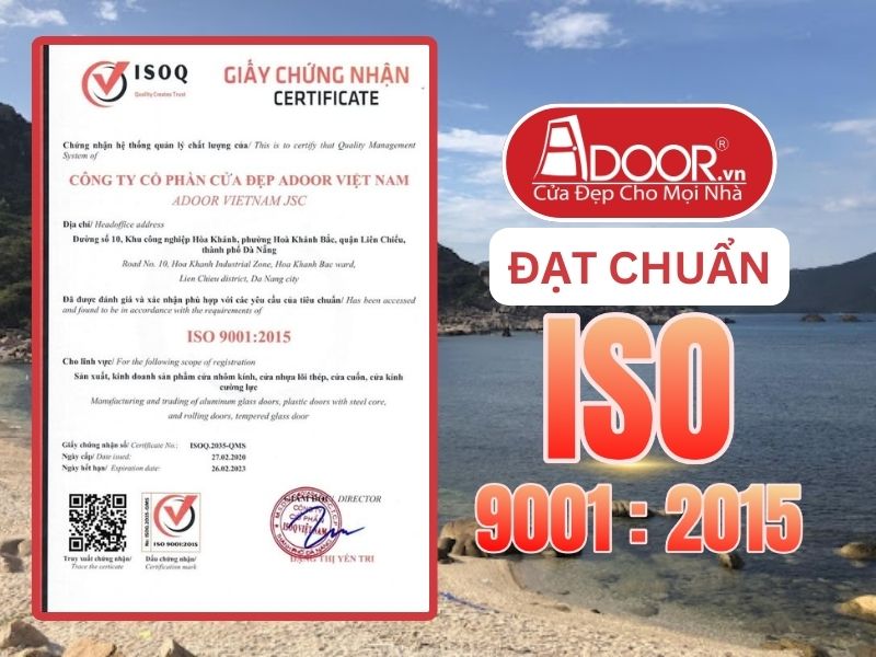 Chứng nhận ISO minh chứng Adoor uy tín phục vụ Cam Ranh