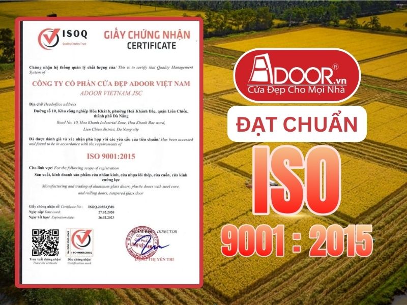 Chứng nhận ISO minh chứng Adoor uy tín phục vụ Cao Lãnh