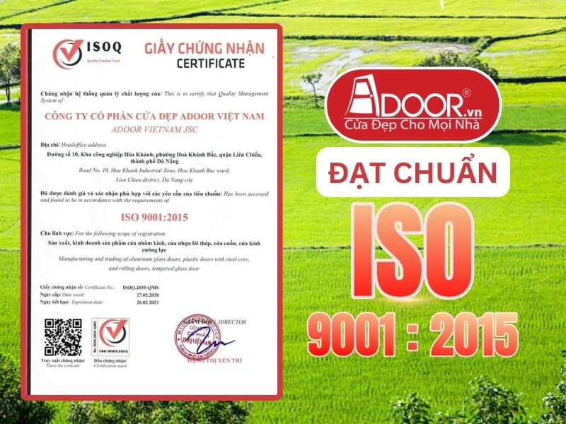 Chứng nhận ISO minh chứng Adoor uy tín phục vụ Châu Đốc