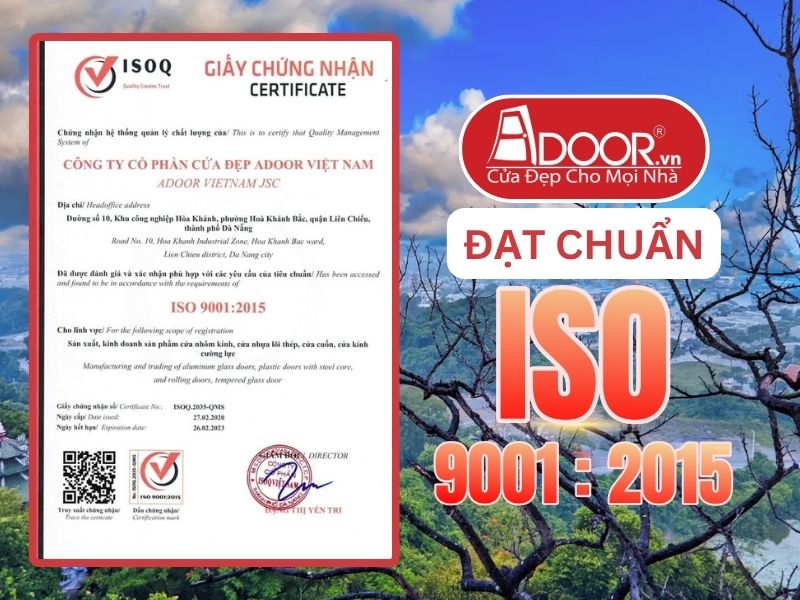 Chứng nhận ISO minh chứng Adoor uy tín phục vụ Dĩ An