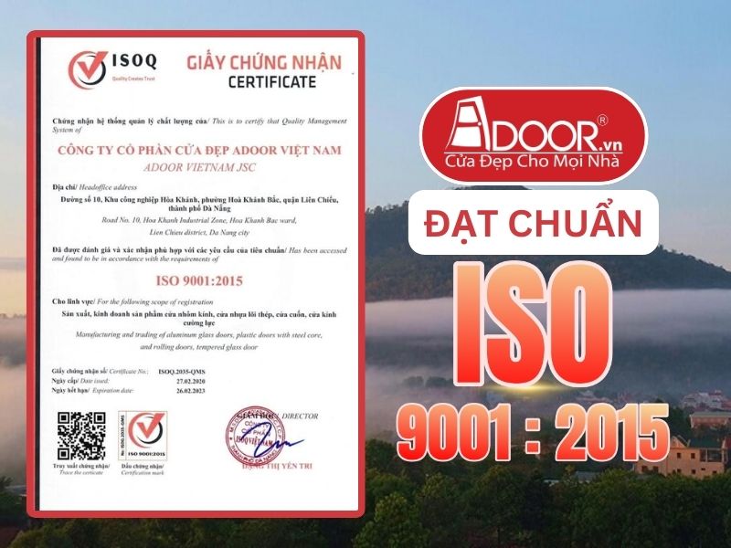 Chứng nhận ISO minh chứng Adoor uy tín phục vụ Đồng Xoài