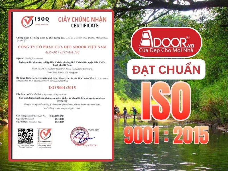 Chứng nhận ISO minh chứng Adoor uy tín phục vụ Đồng Xoài