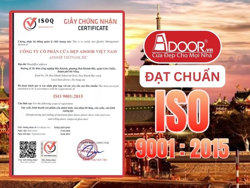 Chứng nhận ISO minh chứng Adoor uy tín phục vụ Gia Lai