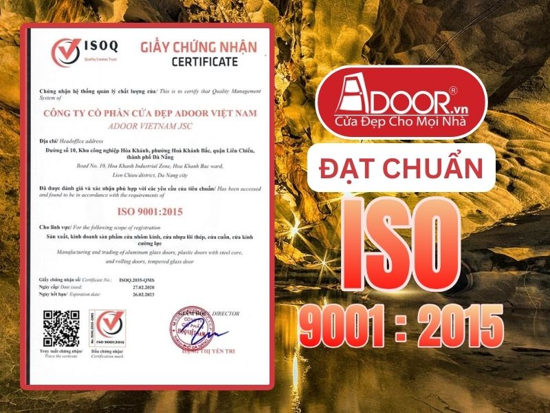 Chứng nhận ISO minh chứng Adoor uy tín phục vụ Hà Tiên