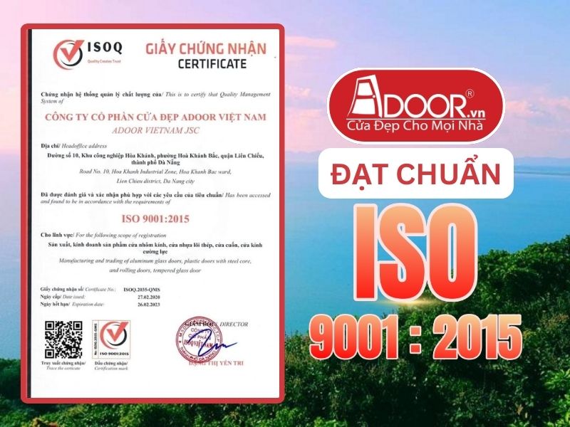 Chứng nhận ISO minh chứng Adoor uy tín phục vụ Hà Tiên