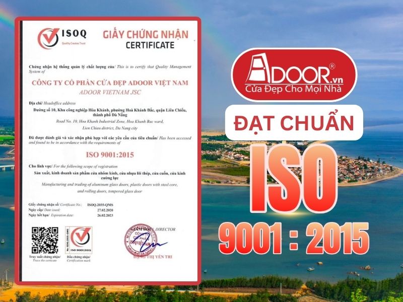 Chứng nhận ISO minh chứng Adoor uy tín phục vụ Hà Tĩnh