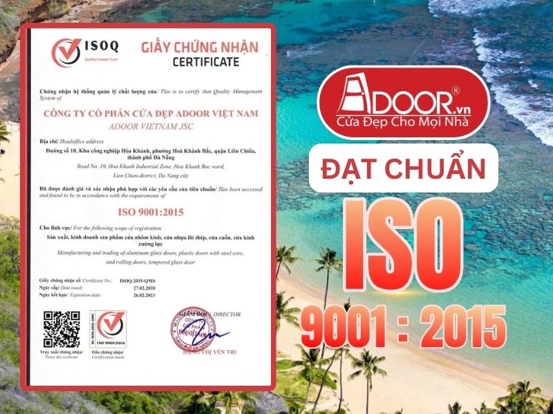 Chứng nhận ISO minh chứng Adoor uy tín phục vụ Hội An