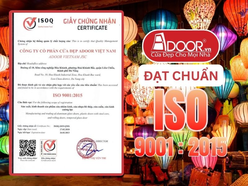 Chứng nhận ISO minh chứng Adoor uy tín phục vụ Hội An