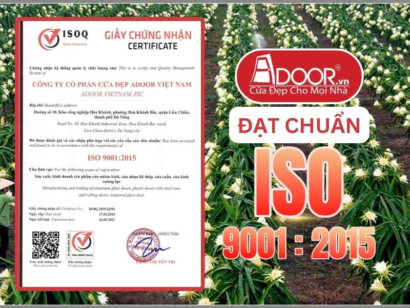 Chứng nhận ISO minh chứng Adoor uy tín phục vụ Long An