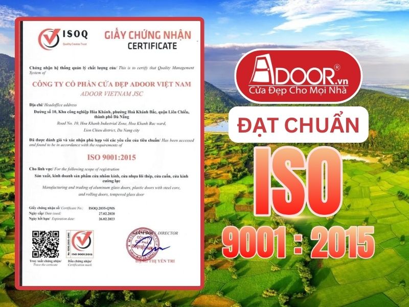 Chứng nhận ISO minh chứng Adoor uy tín phục vụ Long Xuyên