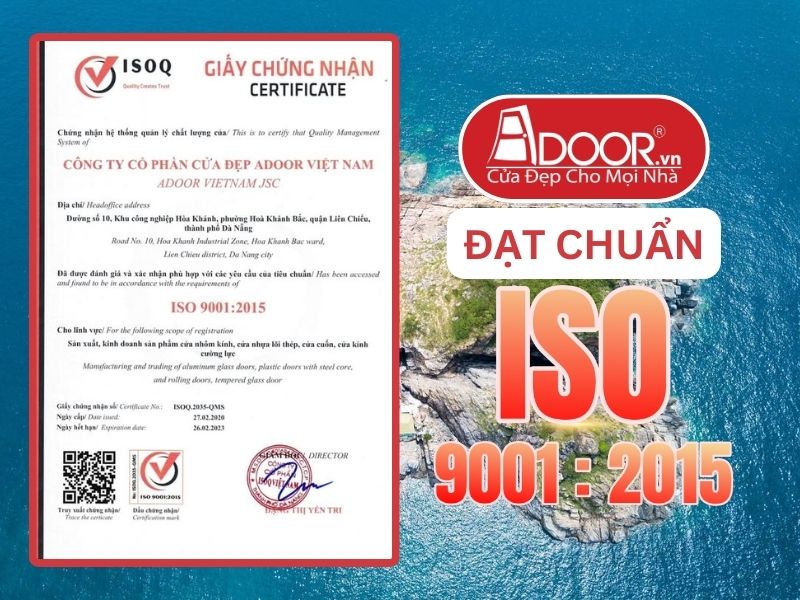 Chứng nhận ISO minh chứng Adoor uy tín phục vụ Nha Trang