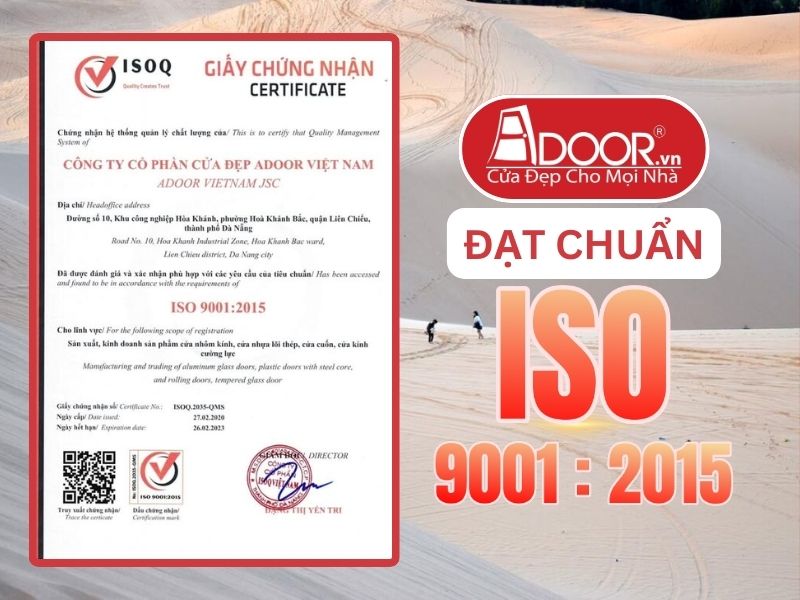 Chứng nhận ISO minh chứng Adoor uy tín phục vụ Phan Thiết.