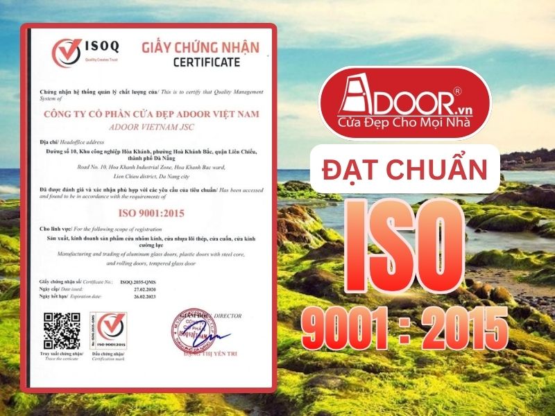 Chứng nhận ISO minh chứng Adoor uy tín phục vụ Phan Thiết