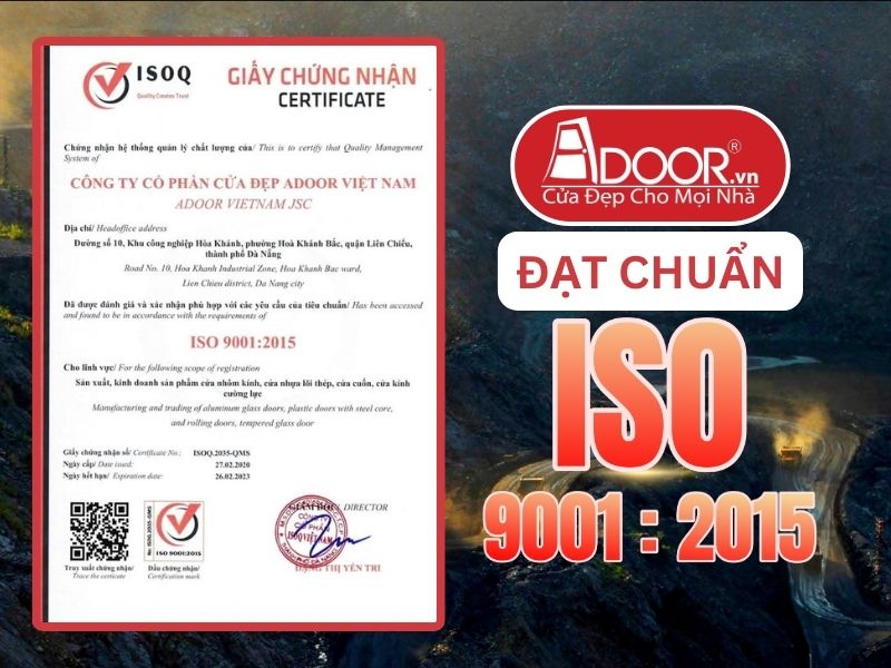 Chứng nhận ISO minh chứng Adoor uy tín phục vụ Quảng Ninh