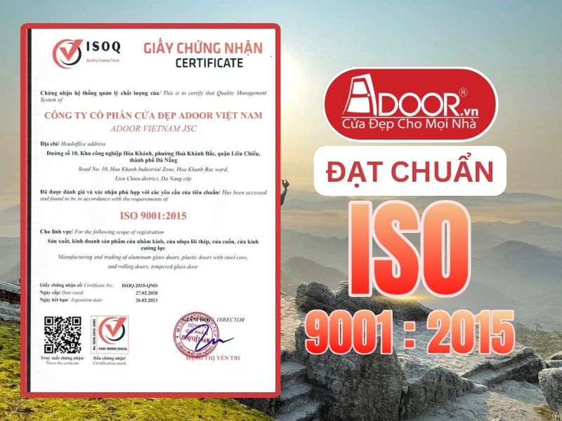 Chứng nhận ISO minh chứng Adoor uy tín phục vụ Quảng Ninh
