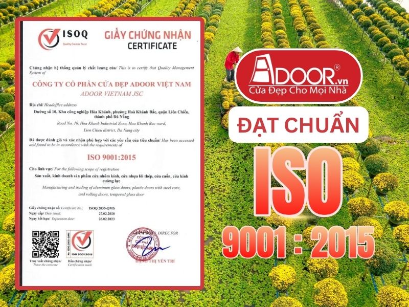 Chứng nhận ISO minh chứng Adoor uy tín phục vụ Sa Đéc